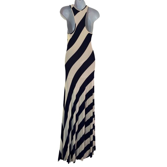 Striped Navy & White Racerback Maxi Dress 61i - Picture 2 of 5